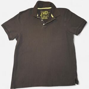 KIRRA Men M Polo Shirt Casual Short Sleeve Brown Yellow